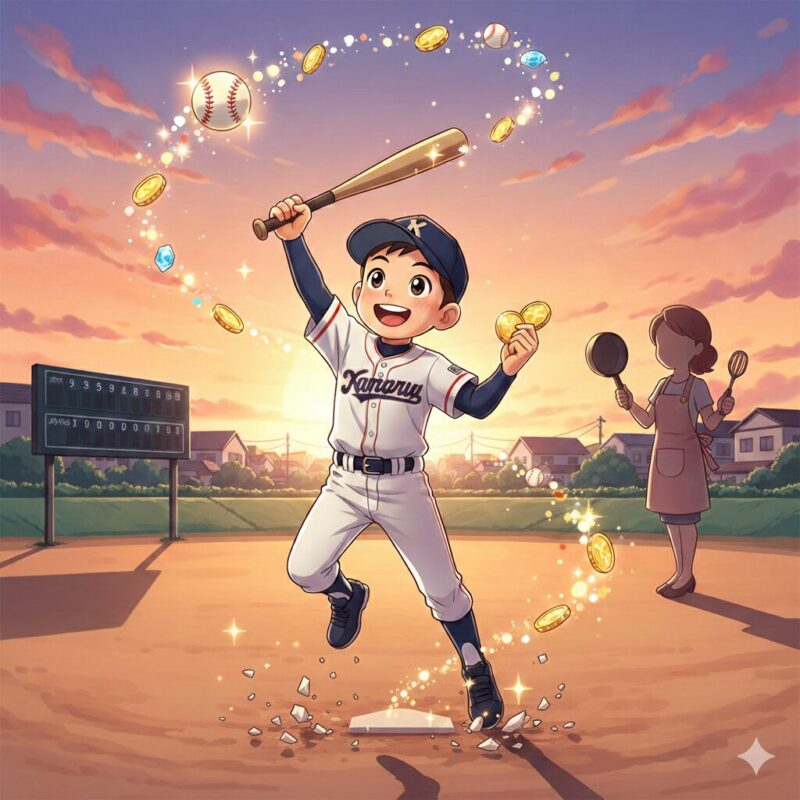野球少年　バット　ママ